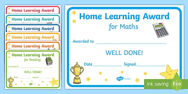 Home Learning Certificate Award Pack teacher Made Twinkl