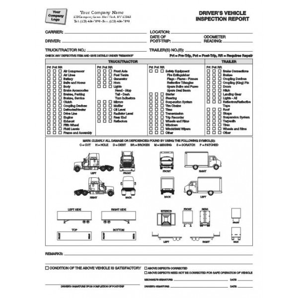 Truck And Trailer Inspection Form Free Printable