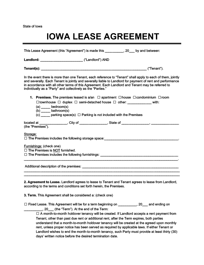 Iowa Residential Lease Rental Agreement Forms Template Free PDF Iowa Residential Lease Rental Agreement Forms Template Free PDF