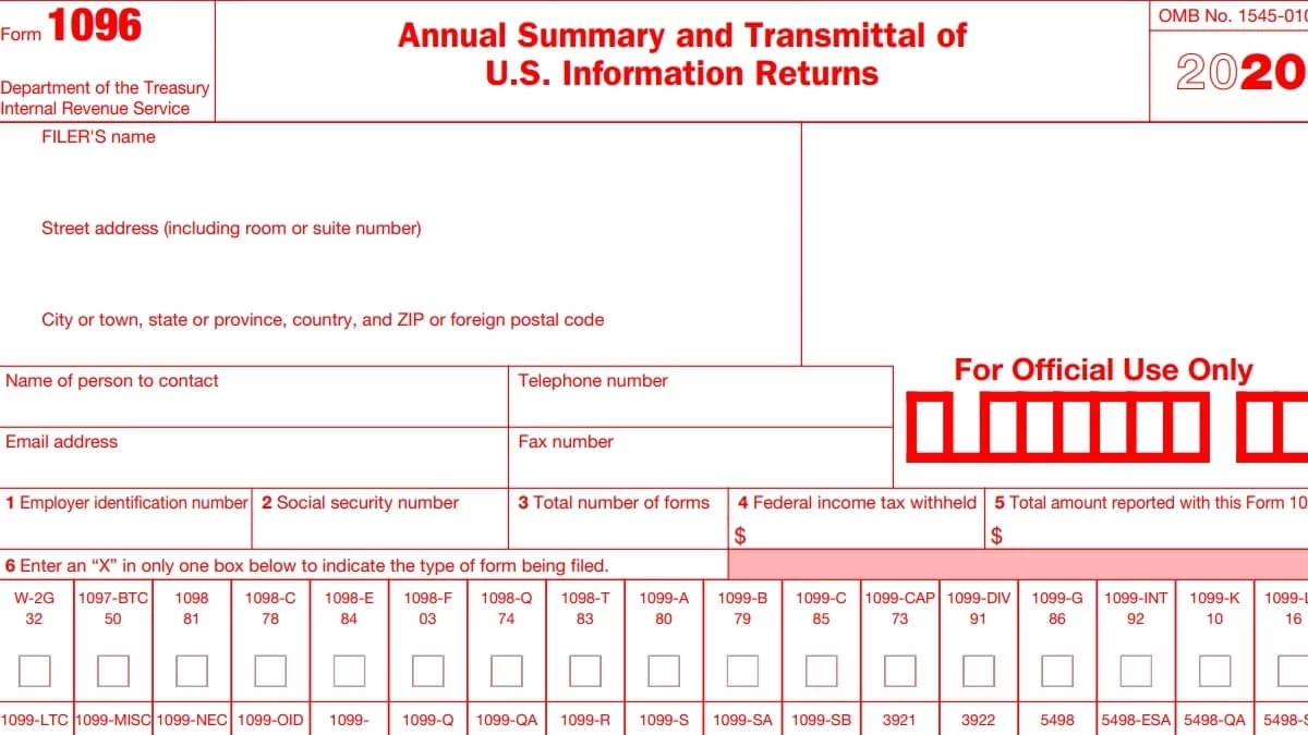 Irs 1096 Printable Form Printable Forms Free Online Irs 1096 Printable Form Printable Forms Free Online