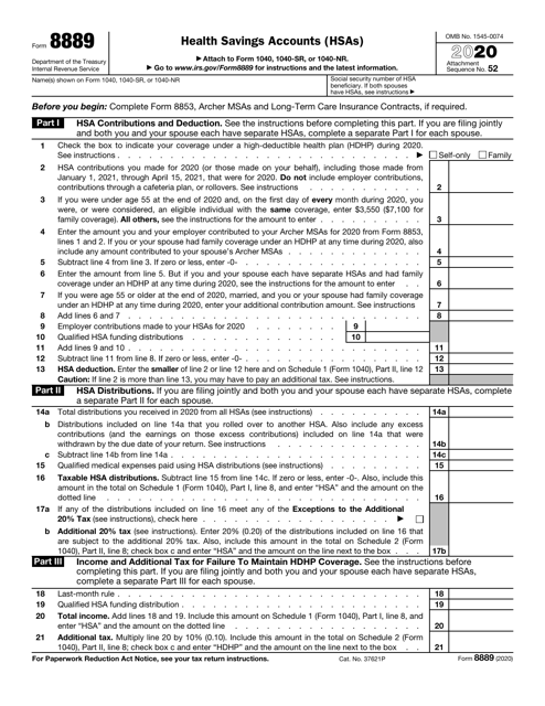 Irs Form 8889 Printable