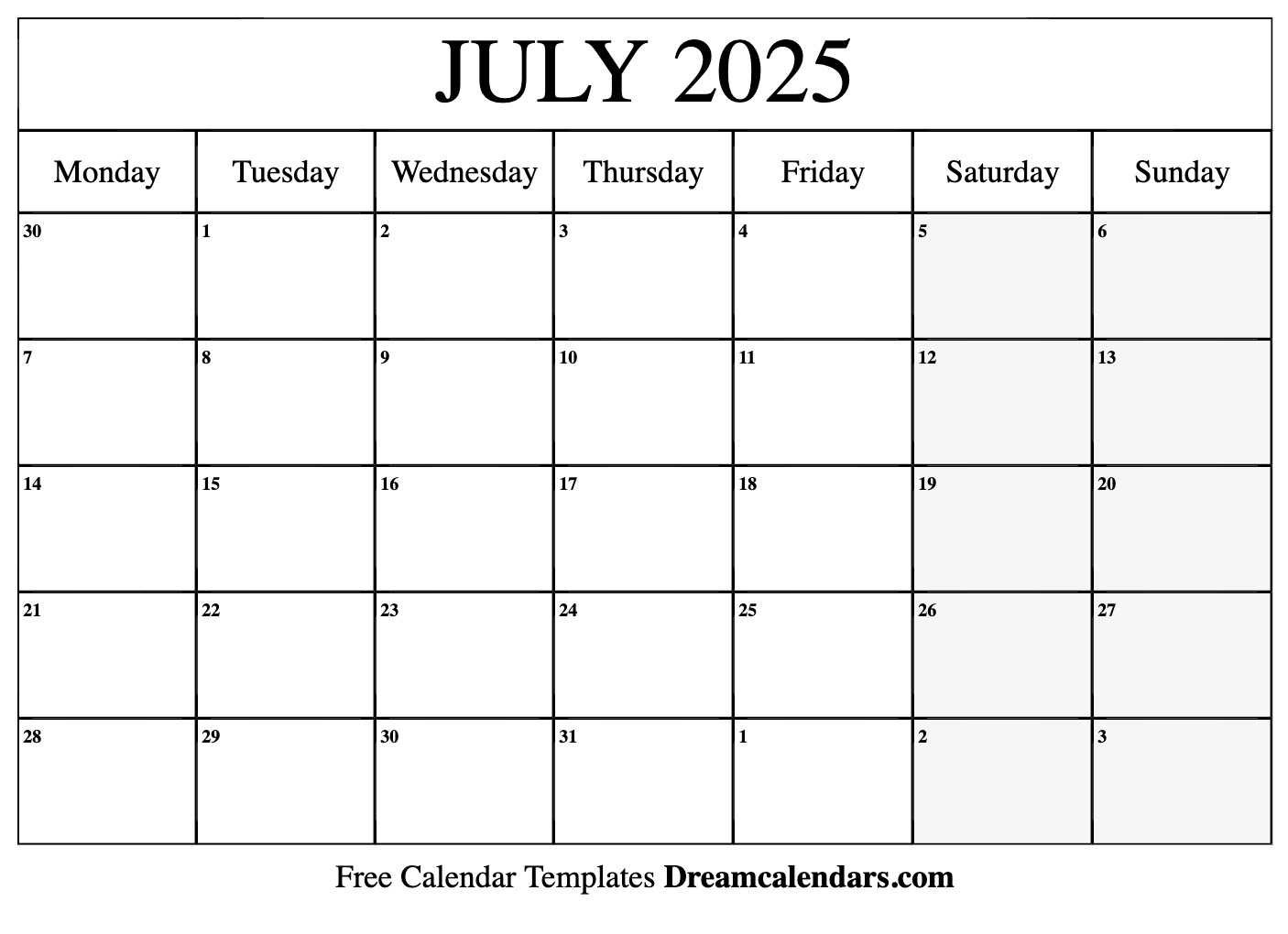July 2025 Printable Calendar Free Download Timothy S Brodney