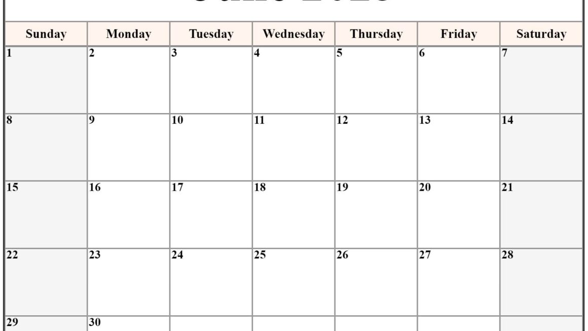 June 2025 Calendar Free Printable Calendars