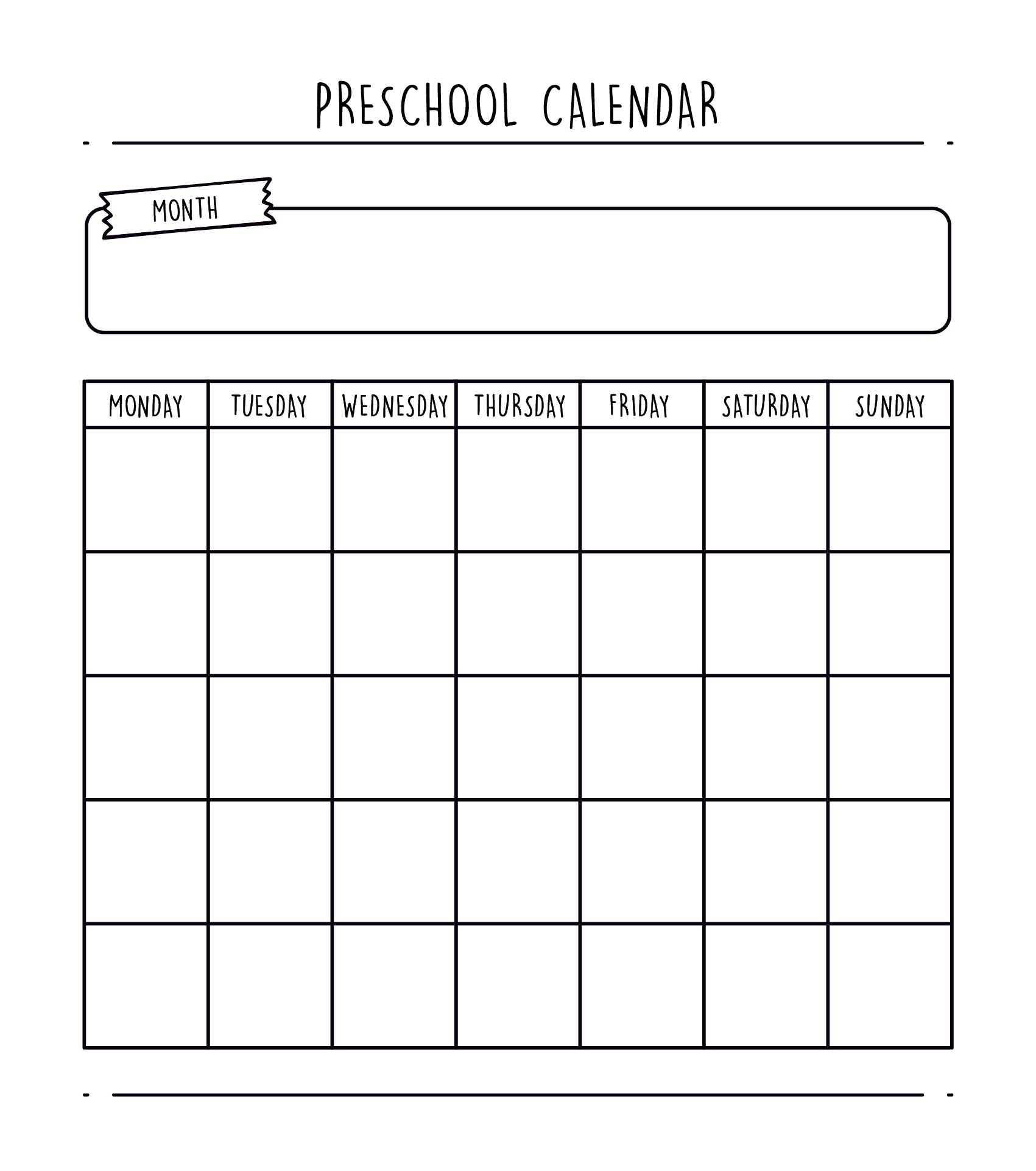 Calendar For Kids Printable Calendar For Kids Printable