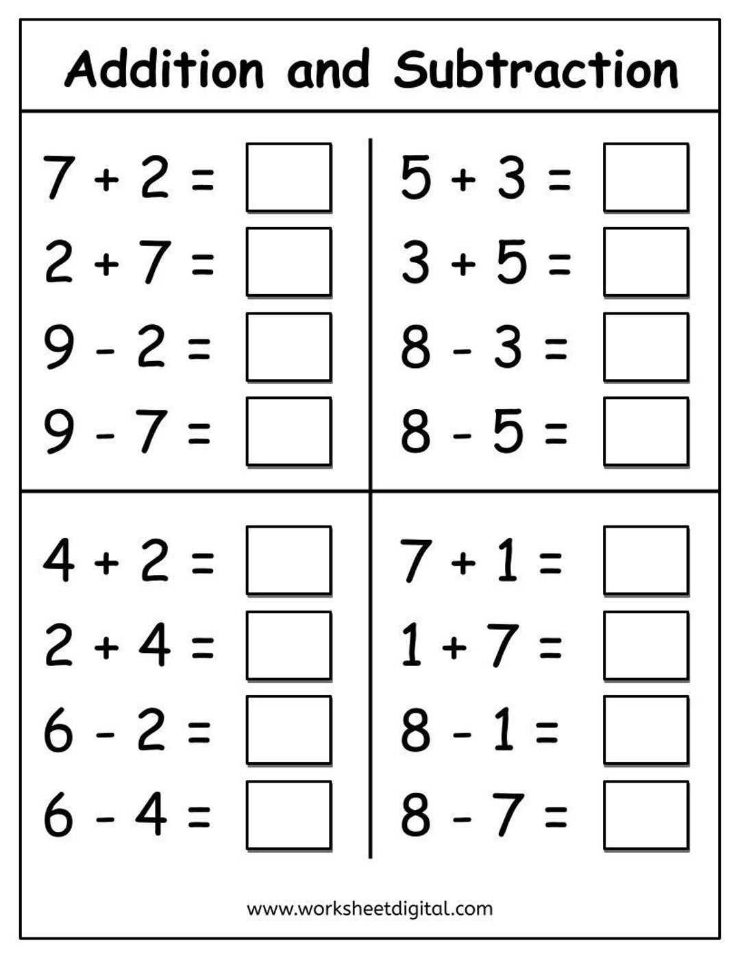 Kindergarten Addition Worksheets Grade 1 Math Worksheets Number Fact 