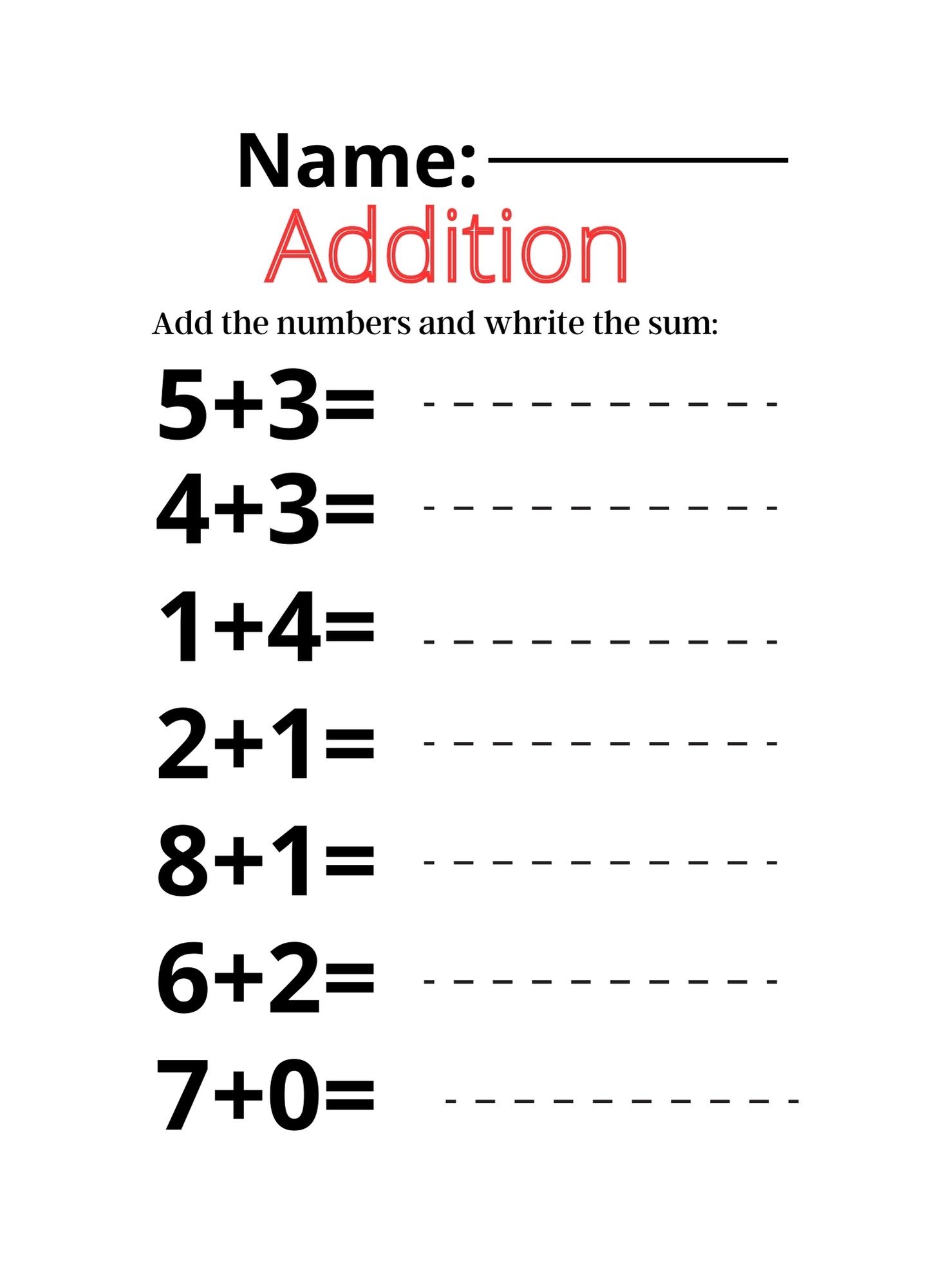 A Math Worksheets Printable