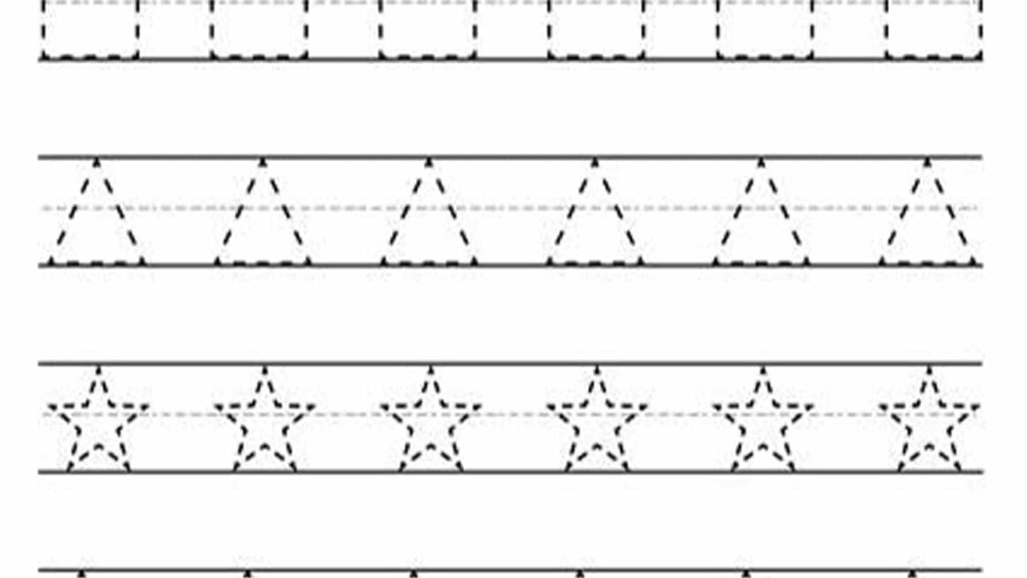 Kindergarten Trace Dotted Lines Worksheets