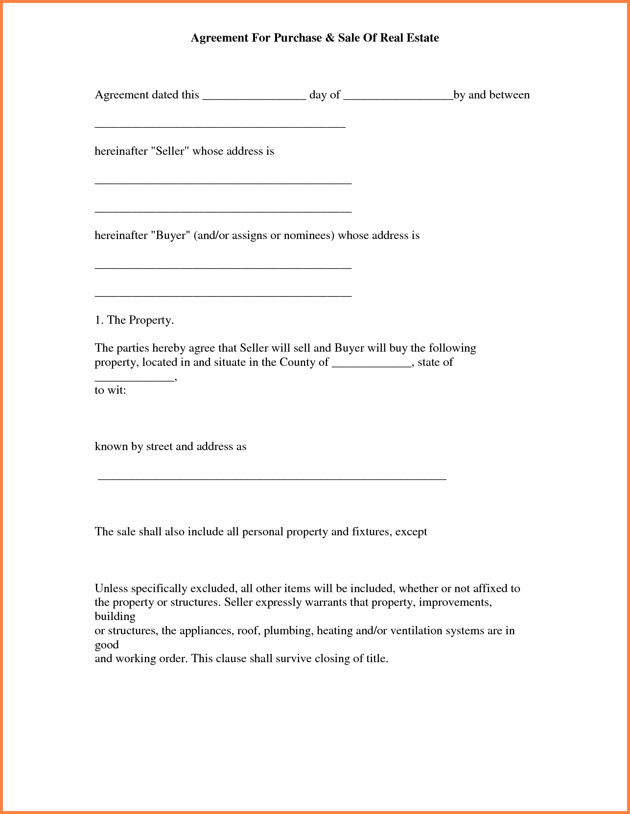 Land Purchase Agreement Template Word Printable Word Searches