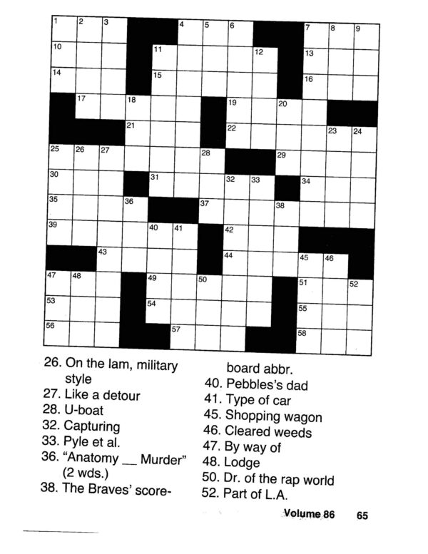 Easy Large Print Crosswords Printable