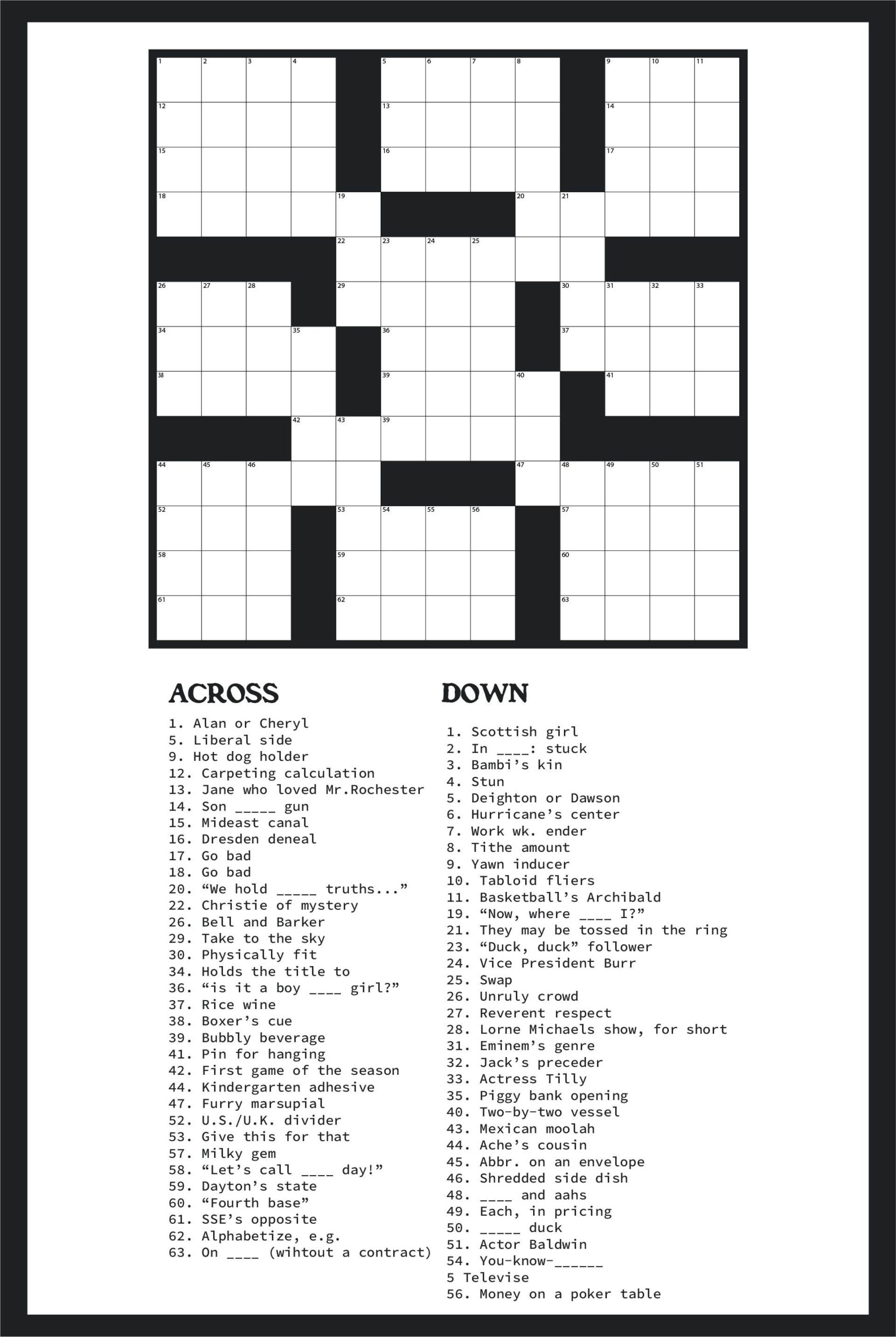 Free Crossword Puzzle Printable