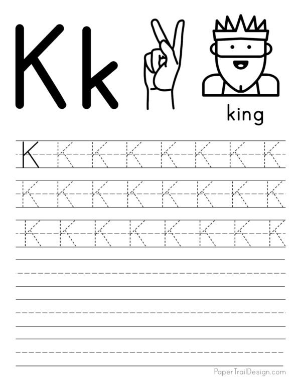 Free Printable Letter K Tracing Worksheets