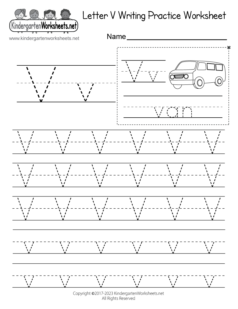 Letter V Writing Practice Worksheet Free Printable Digital PDF