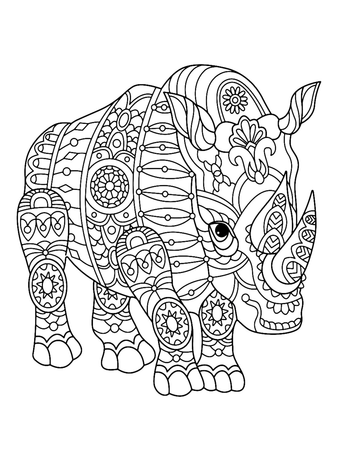 Mandala Rhino Coloring Page Free Printable Coloring Pages