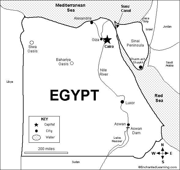 Printable Map Of Egypt Coloring Page