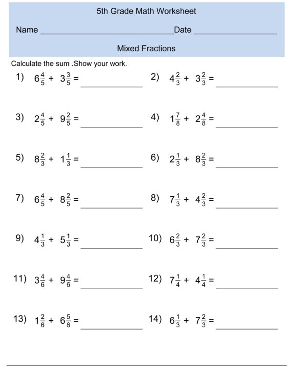 Free Printable Worksheets For 5th Grade