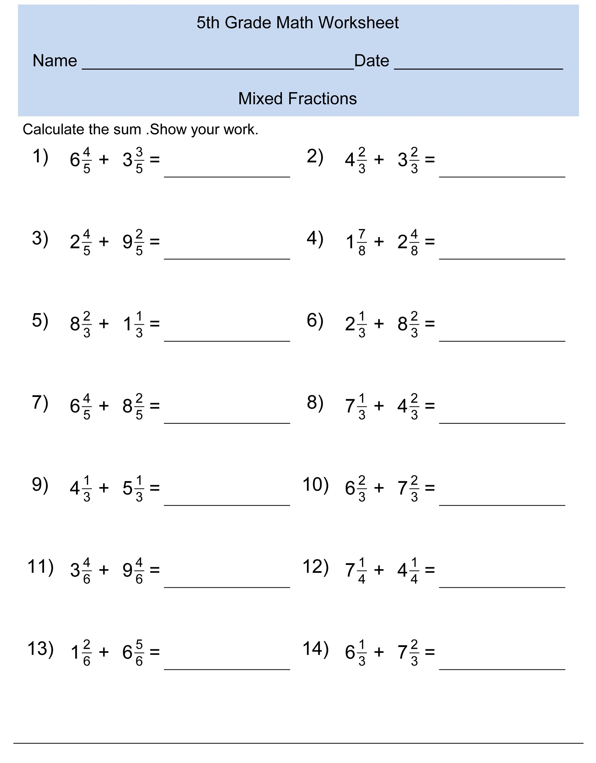 Math Printable Worksheets 5th Grade Math Printable Worksheets 5th Grade