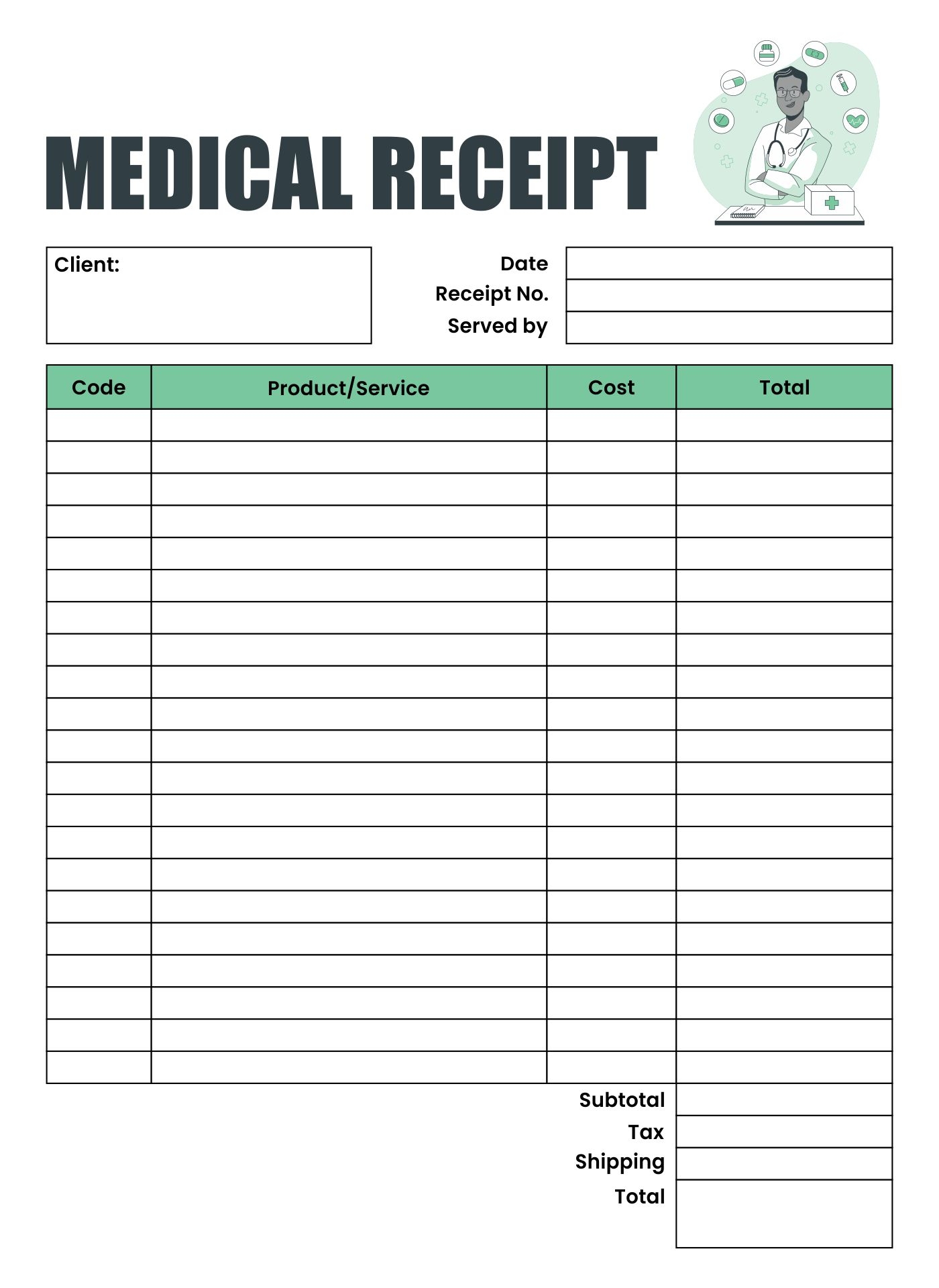Medical Receipts 10 Free PDF Printables Printablee