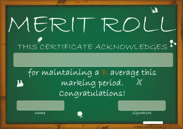Free Printable Merit Roll Certificate Templates