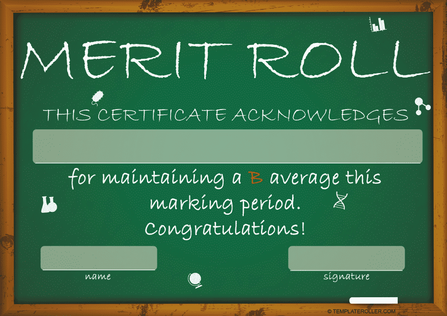 Merit Roll Certificate Template Download Printable PDF Templateroller