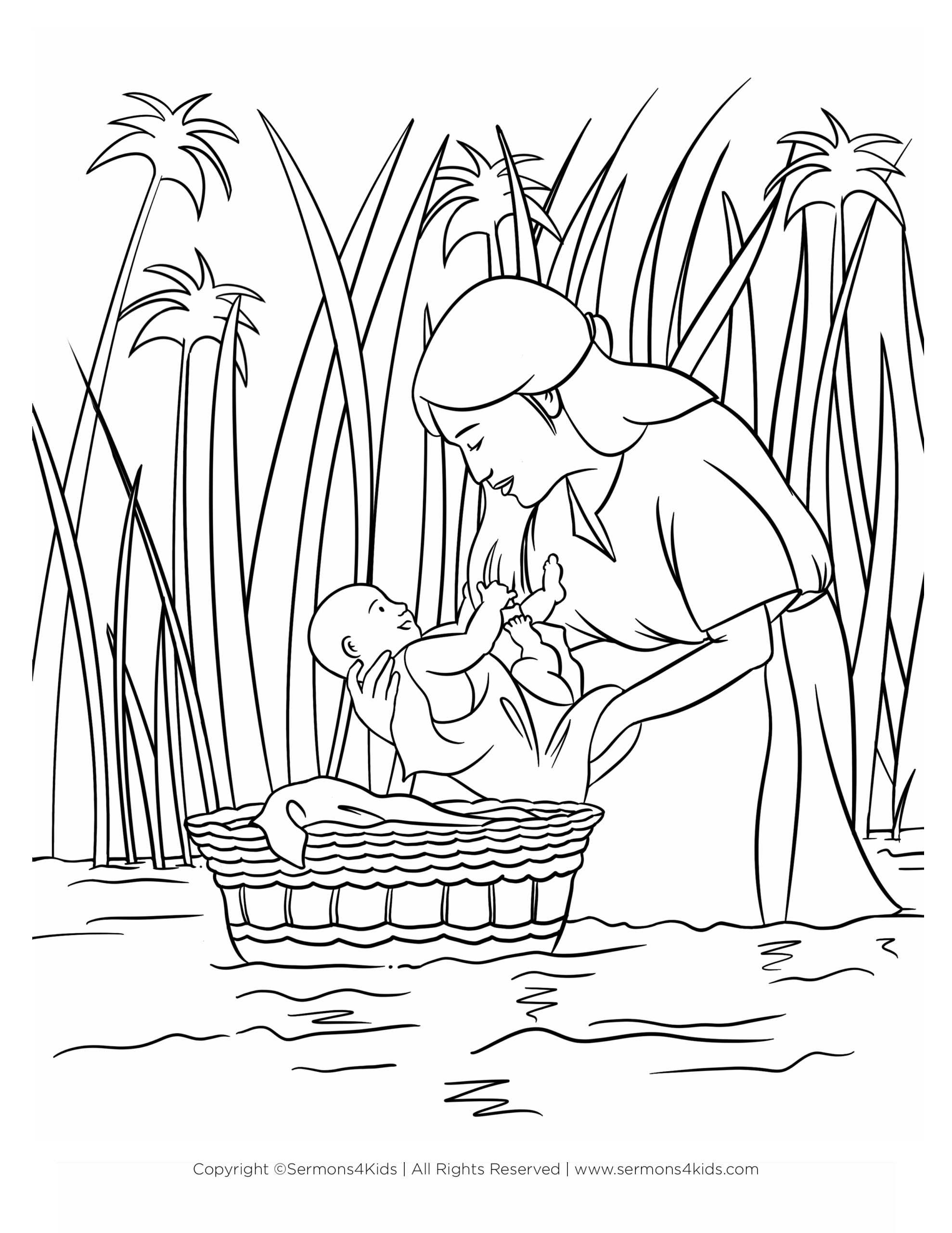 Moses In The Bulrushes Coloring Page Coloring Pages