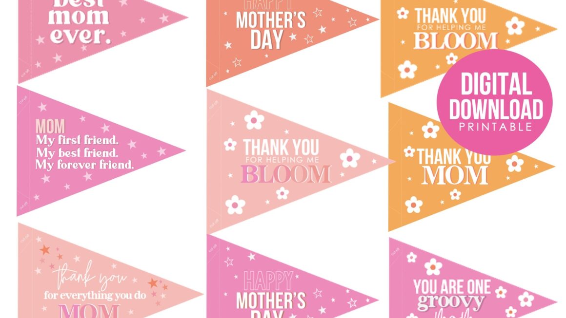 Mother 39 s Day Printable Pennant Flags Mom Gift Ideas Etsy