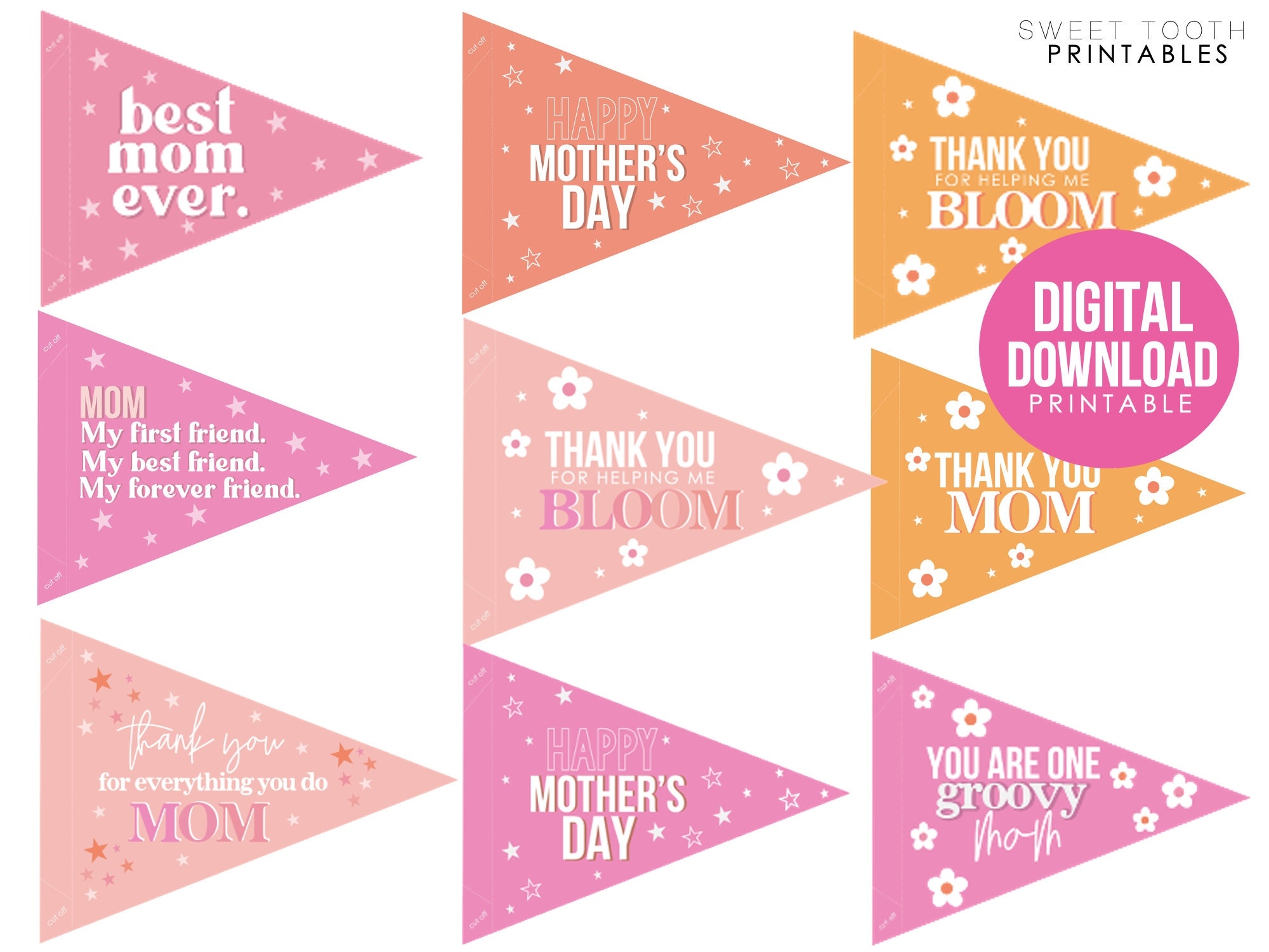 Mother 39 s Day Printable Pennant Flags Mom Gift Ideas Etsy