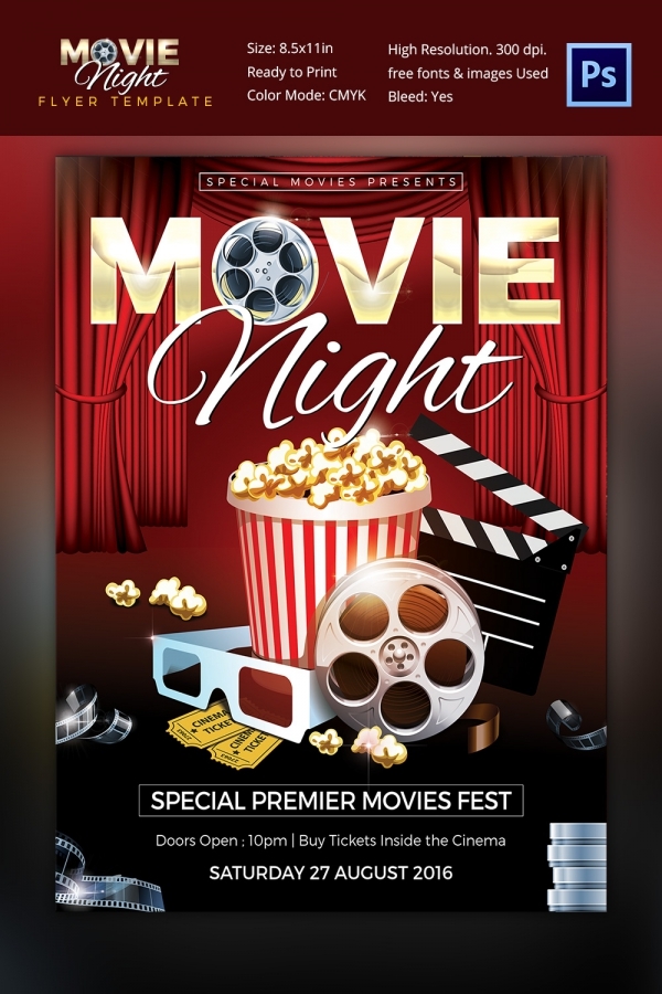 Movie Night Flyer Template 25 Free JPG PSD Format Download Free 