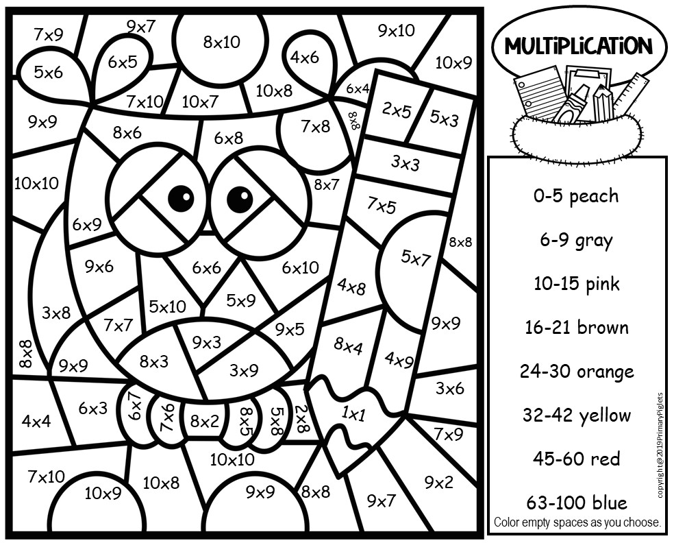 Multiplication Color By Number 4th Grade Pdf