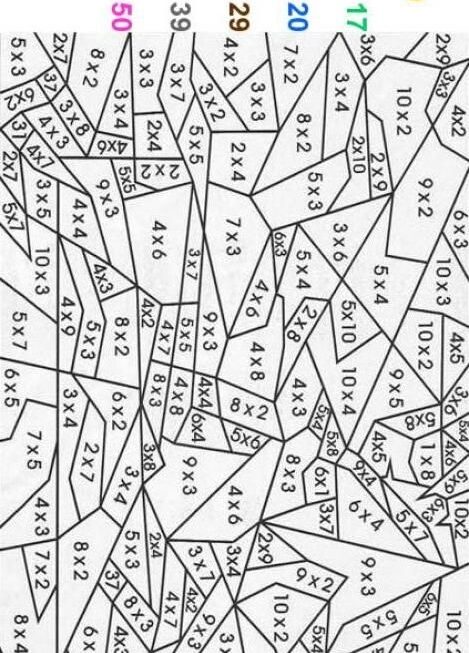 Multiplication Color By Number Printable Worksheet