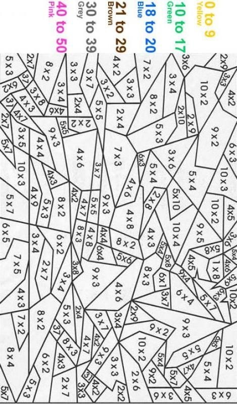 Multiplication Color By Number Printable Worksheet