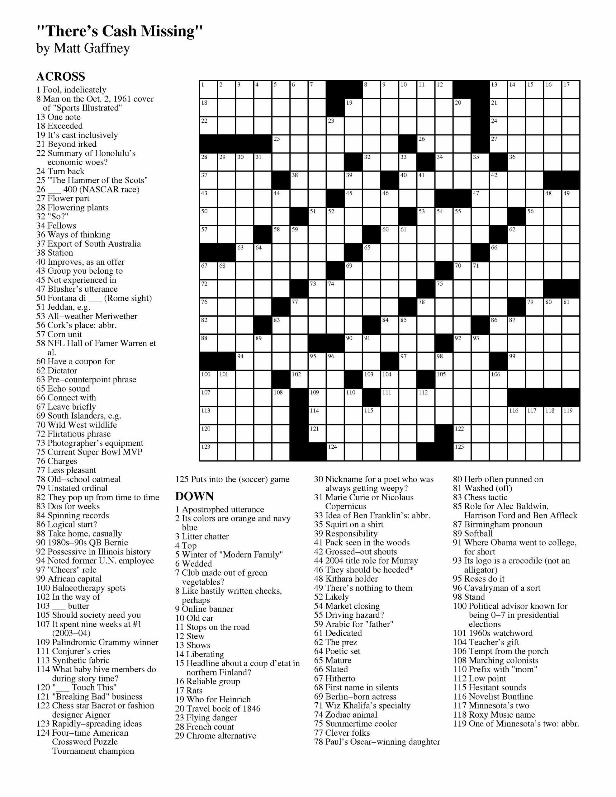 New York Times Crossword Puzzle Free Printable Play The New York Post s 