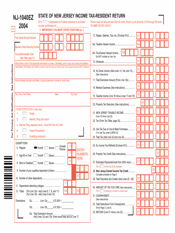 Free Printable Federal And Nj State Taxes
