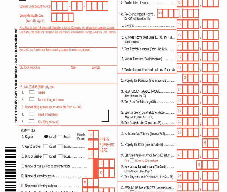 Nj State Income Tax Forms Printable Printable Forms Free Online