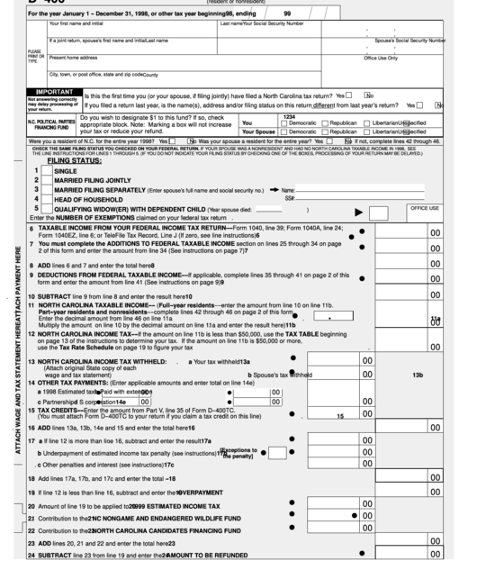 North Carolina State Tax Form Printable Printable Forms Free Online