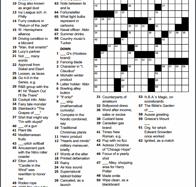 Nyt Crossword Puzzles Printable