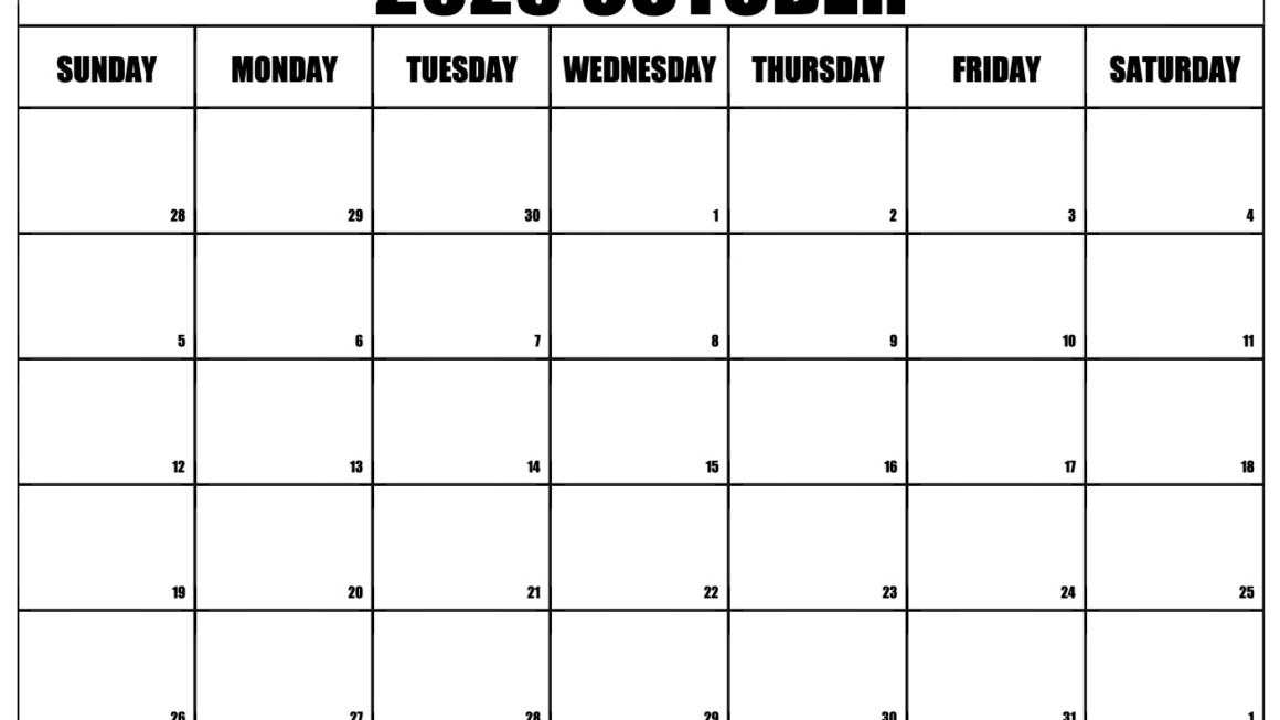 October 2025 Calendar Page Free Printable Noah L Cherry