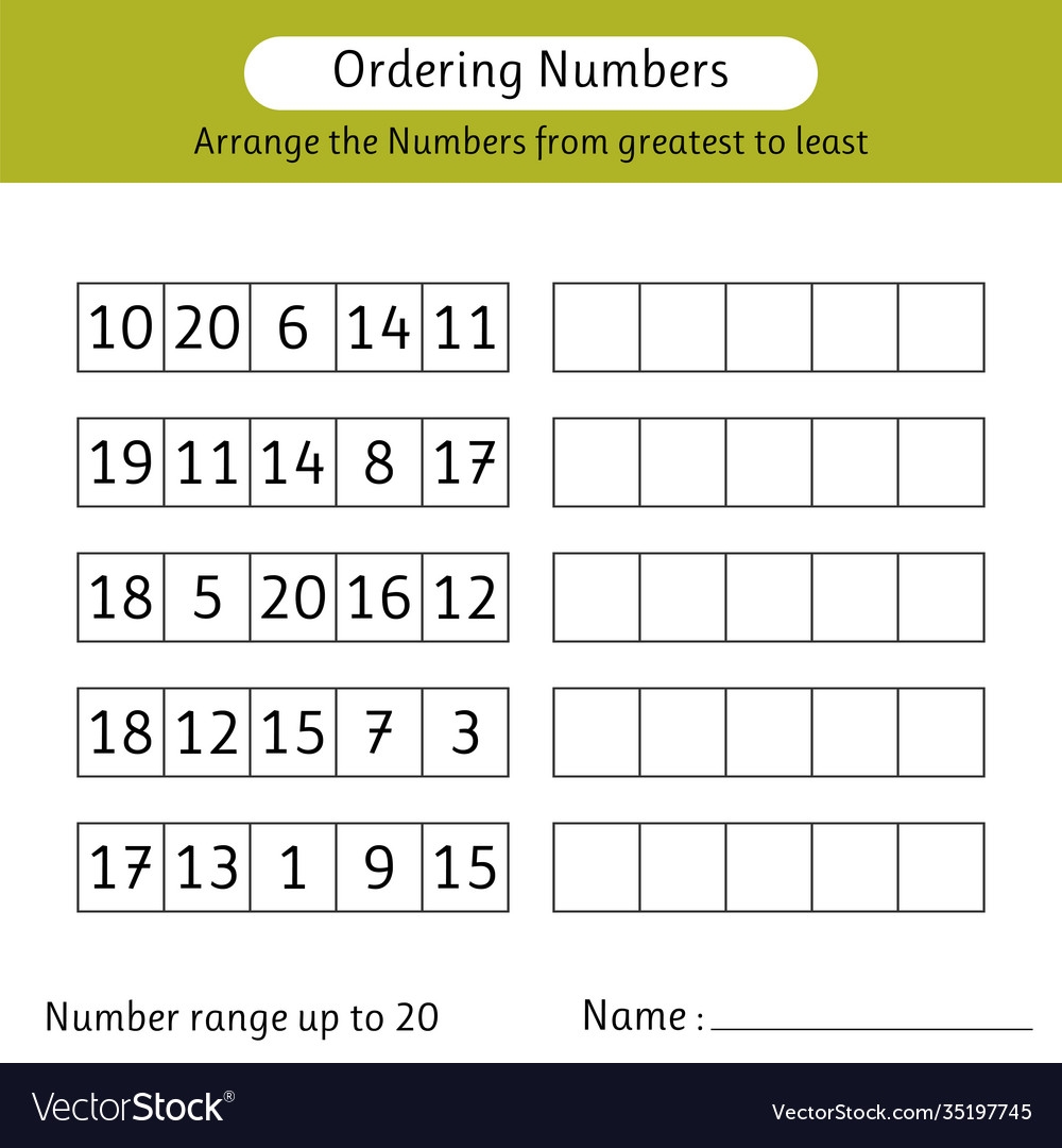 Ordering Numbers Worksheet Grade 2
