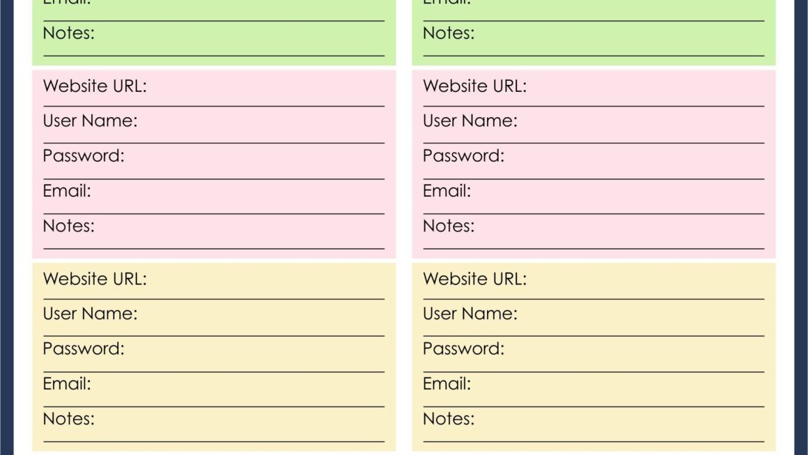 Password Log Sheets 10 Free PDF Printables Printablee