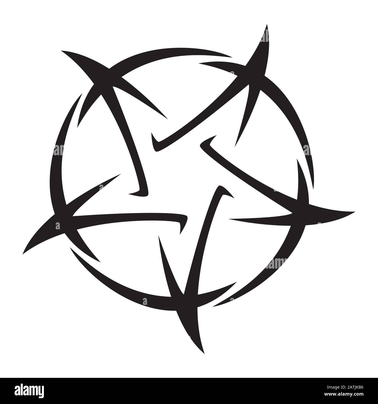 Pentagram Vector Illustration Of Tattoo Five pointed Star Isolated 