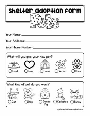 Pet Shelter Adoption Printables For Pretend Play
