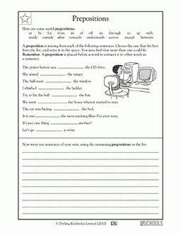 Prepositions 4th Grade Writing Worksheet GreatSchools