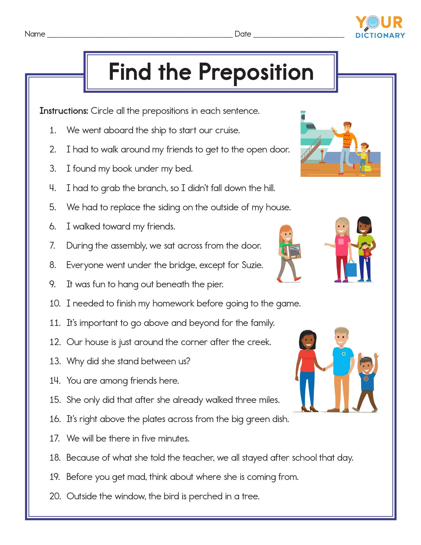 Prepostion Worksheets