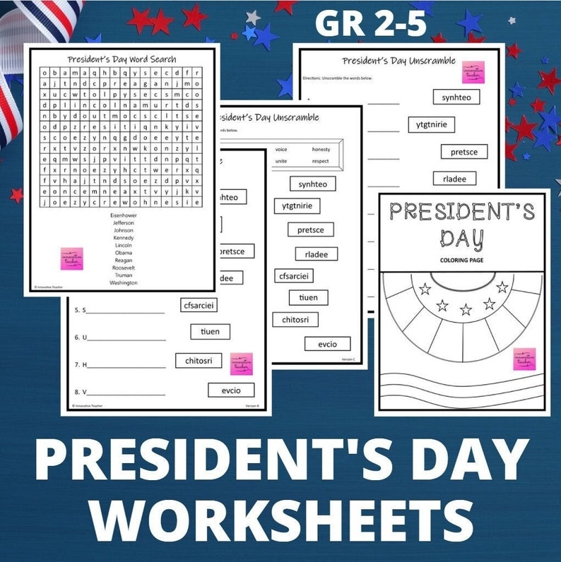 President 39 s Day Printable Worksheets Etsy