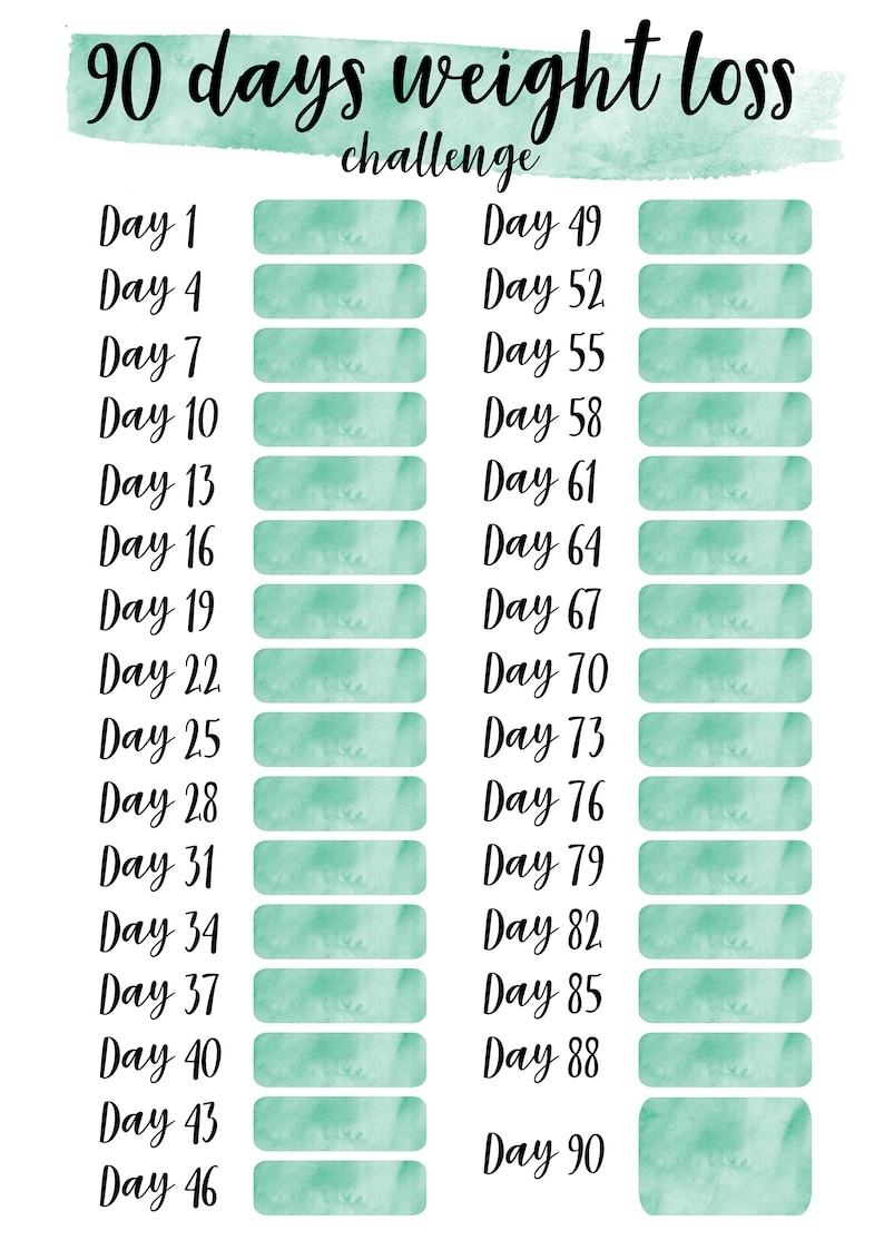 Printable 90 Day Weight Loss Challenge Tracker 4 X Digital 3 Etsy UK