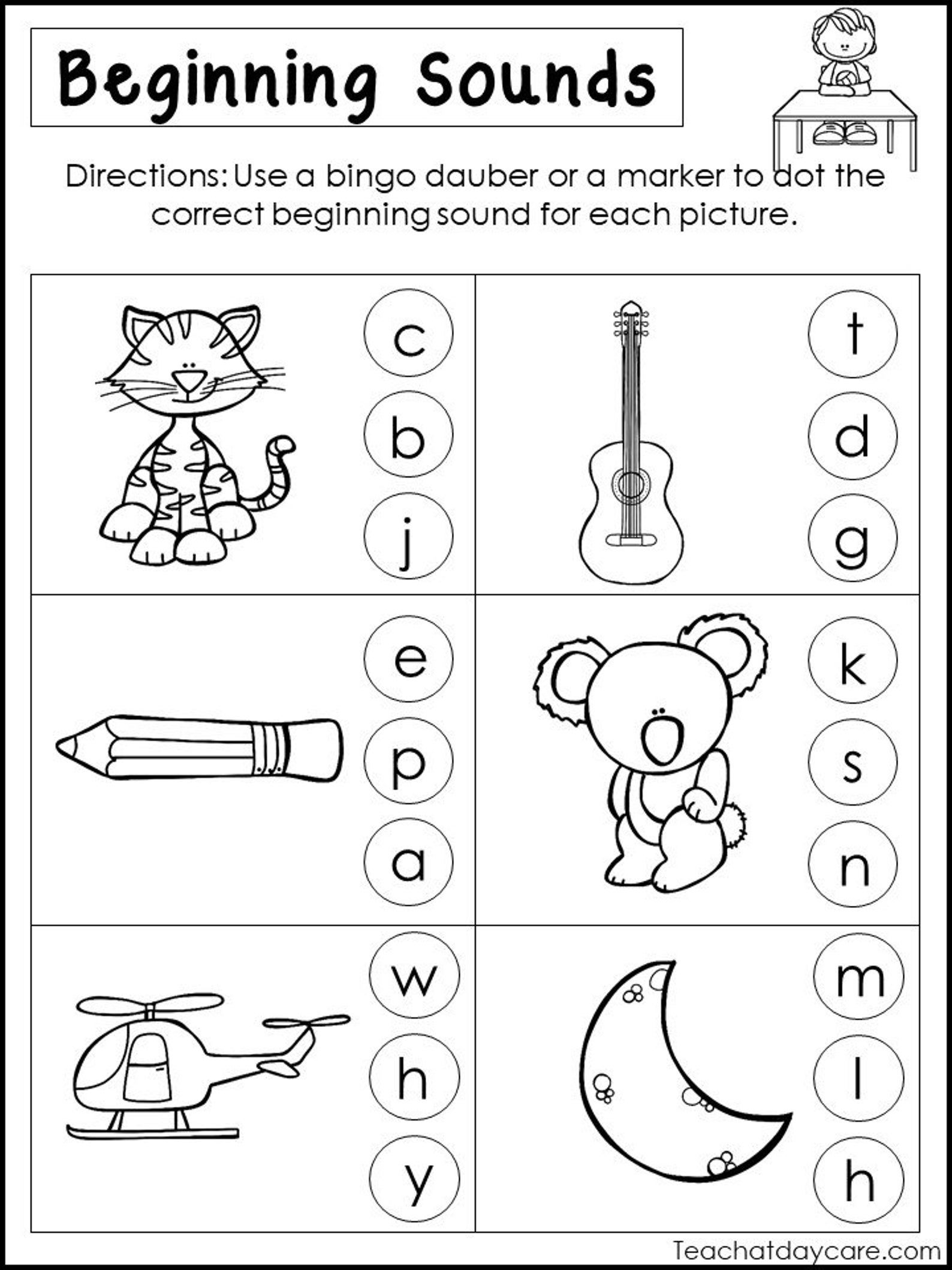 Beginning Sound Printable Worksheets