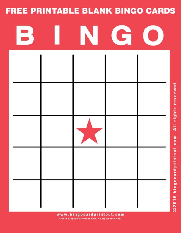 Free Blank Bingo Cards Printable