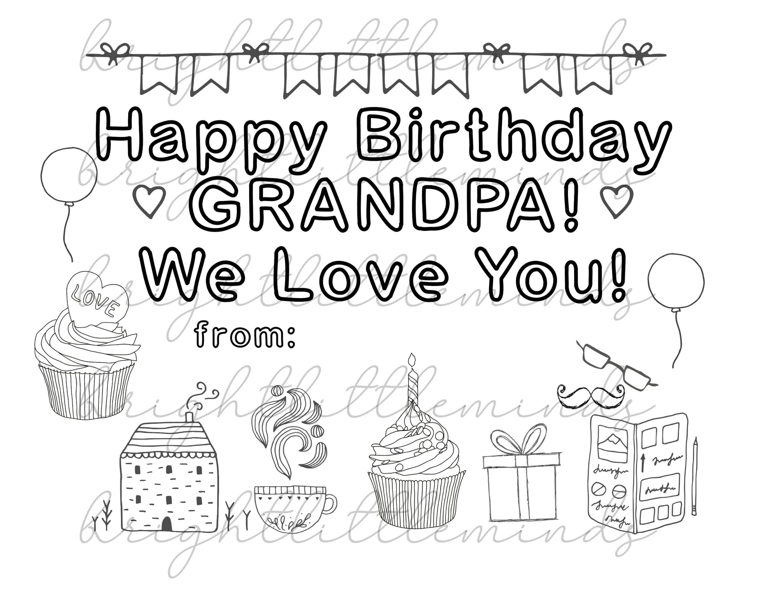 Printable Birthday Cards To Color For Grandpa