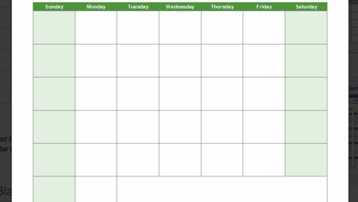 Printable Blank Calendar Templates