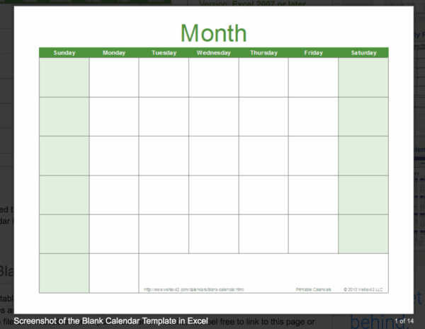 Calendar Free Template Printable