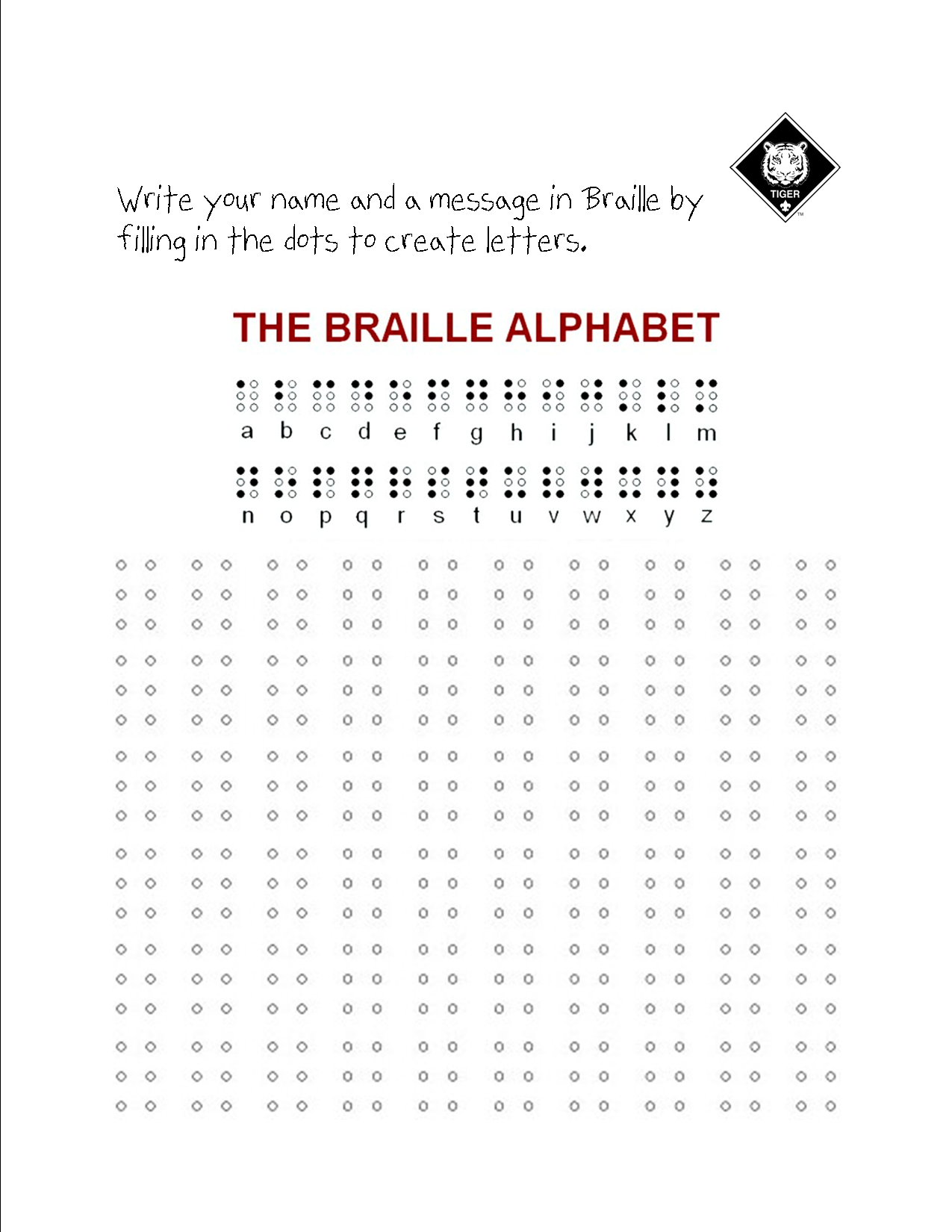 Printable Braille Practice Worksheets Printable Word Searches